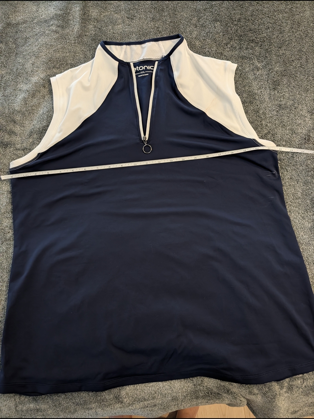 Golf .. Eton Navy and White Zip-Front Sport Polo